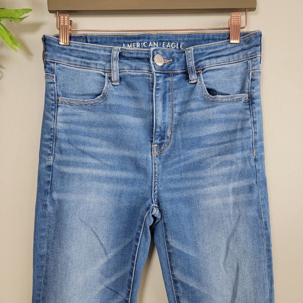 AE 8 American Eagle Skinny Jeans Hi Rise Jegging Medium Blue Wash Stretch - Picture 4 of 10
